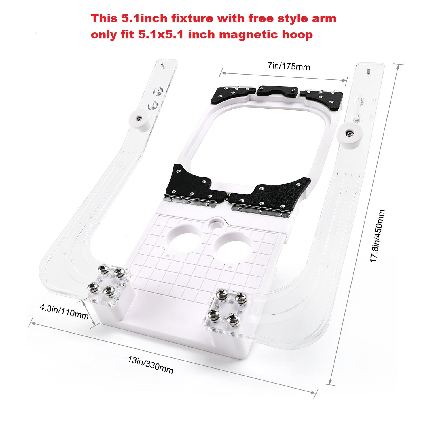 Fixture with Free Style Arm Part for 5.1 inch or 6.9 inch hoop for Bernina E16/E16 Pro Embroidery Machines