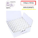 144pcs White /Black 60S/2(90WT) |70D/2(60WT) Prewound Bobbin Thread Plastic Size A SA156 for Embroidery and Sewing Machine Cottonized Soft Feel Polyester Thread