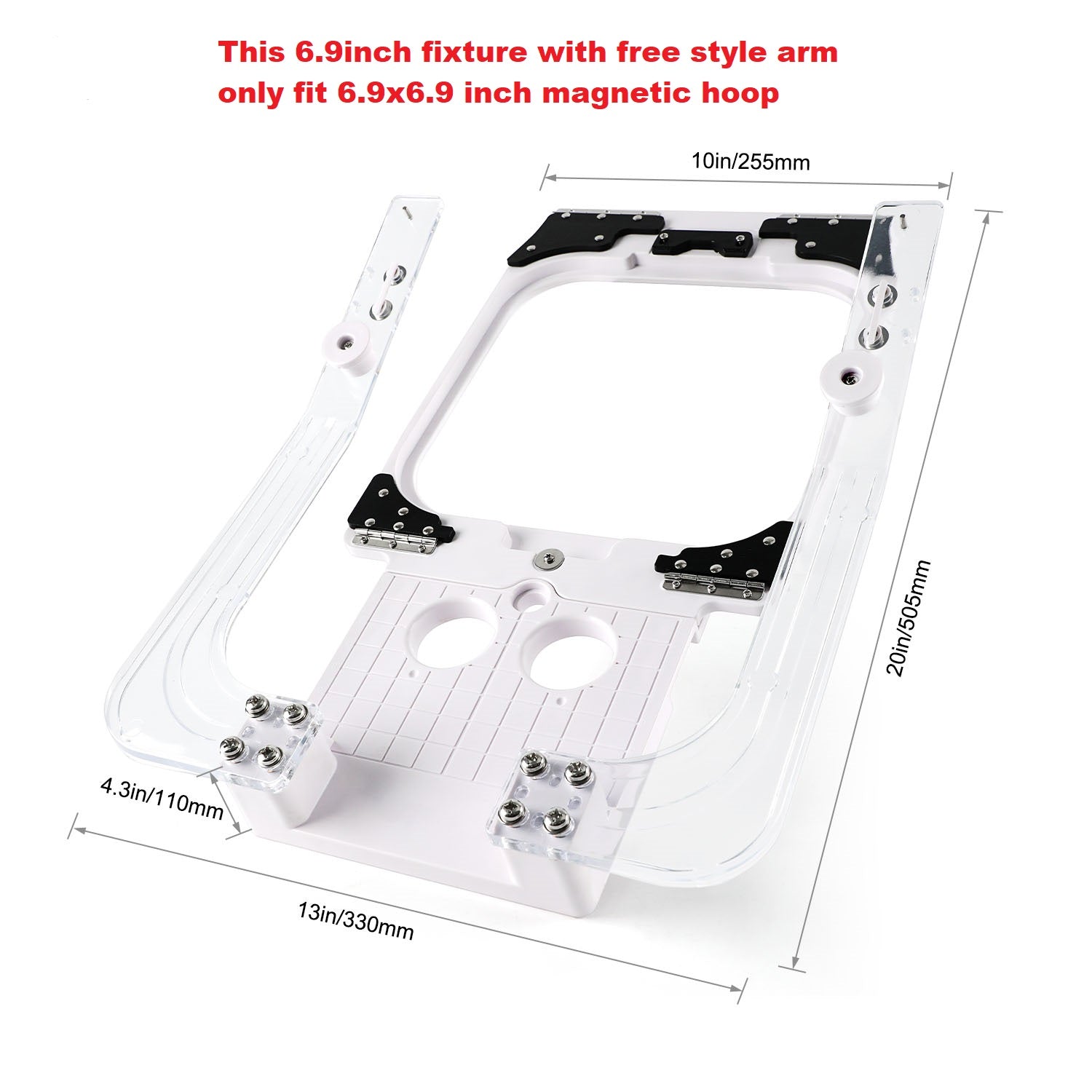 Fixture with Free Style Arm Part for 5.1 inch or 6.9 inch hoop for Bernina E16/E16 Pro Embroidery Machines