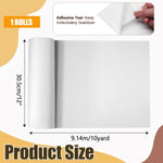 Medium Weight Tear-Away Stabilizer - Sticky Self-Adhesive Backing for Hoop-Less Embroidery on Napped Fabrics, 12" x 15 Yds &  12" x 10  Roll
