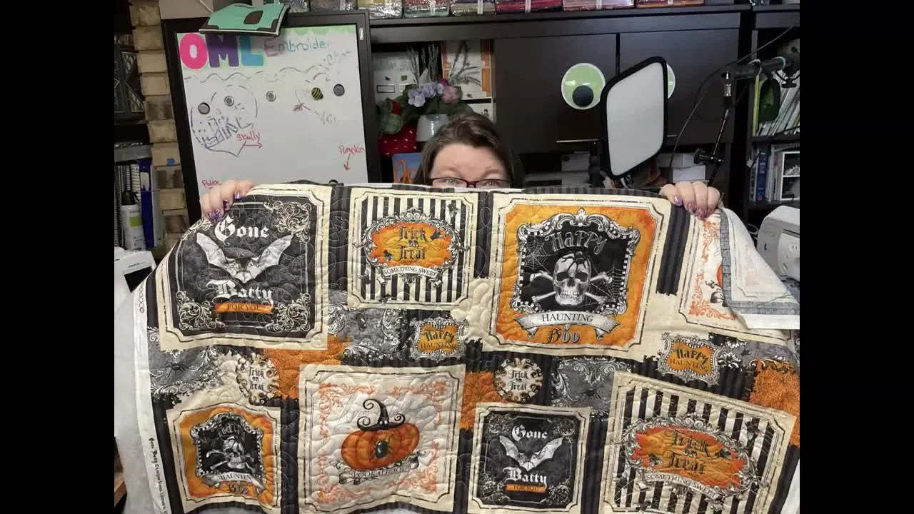 Quilt a Pre-Printed Halloween Panel on a Brother Luminaire: Clean Alignment, Zero Marking, and Stress-Free Re-Hooping