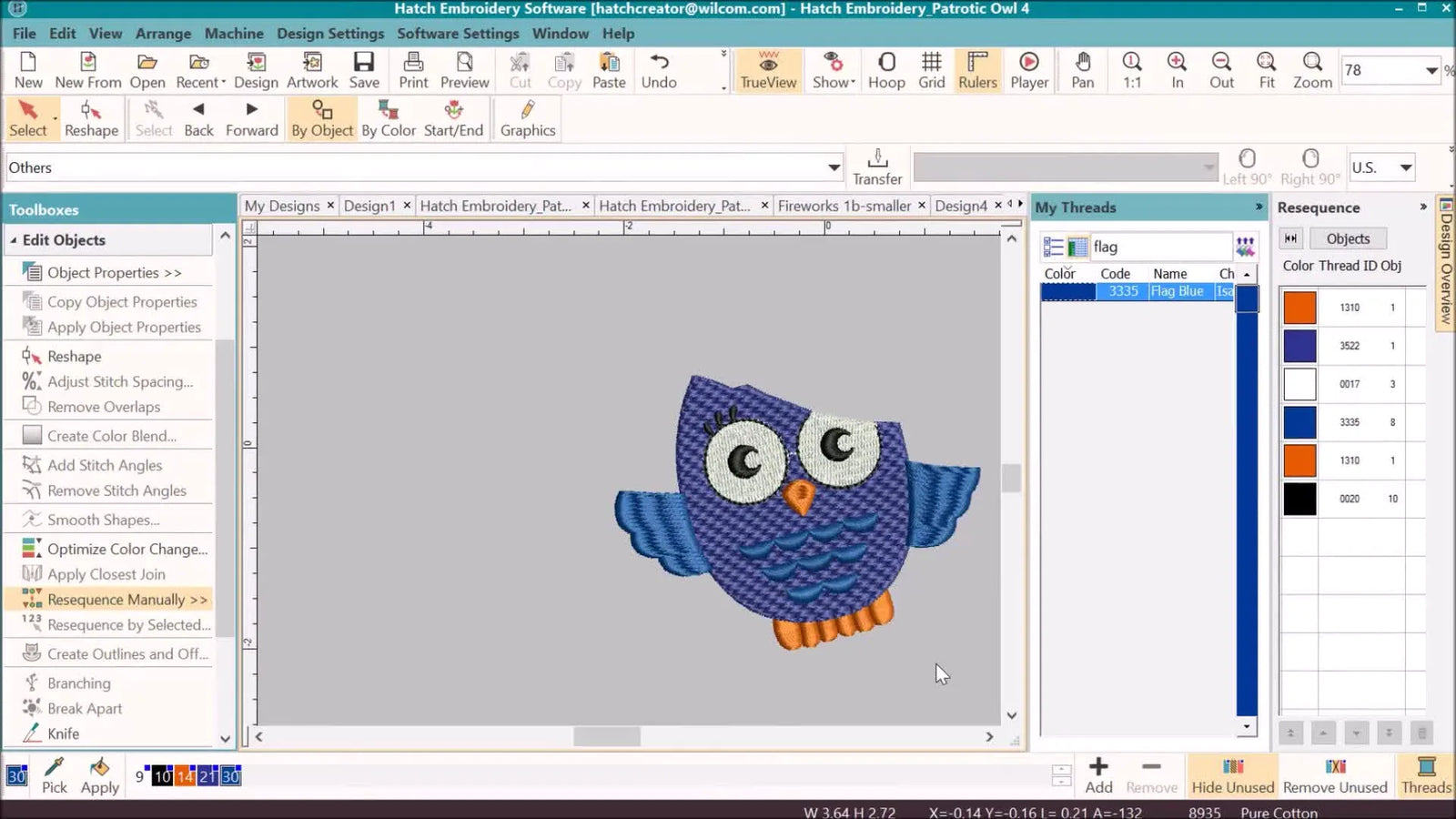 Hatch Embroidery Software: usuwanie obiektów, zmiana kolorów nici i zapis „nowego mastera” (bez niszczenia oryginału)