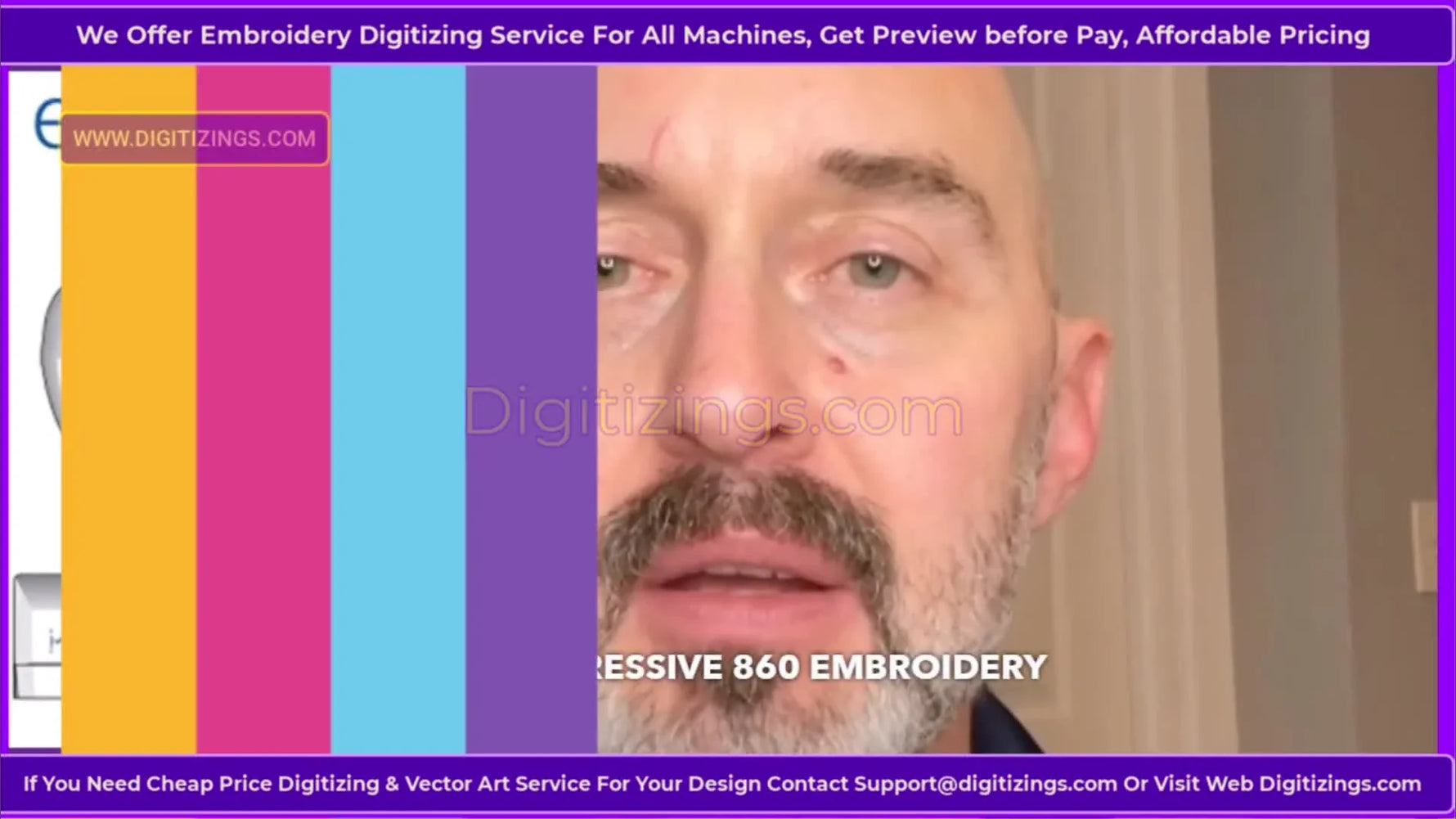 A full product view of the Elna eXpressive 860 with the embroidery unit attached, ready for hooping and stitching.