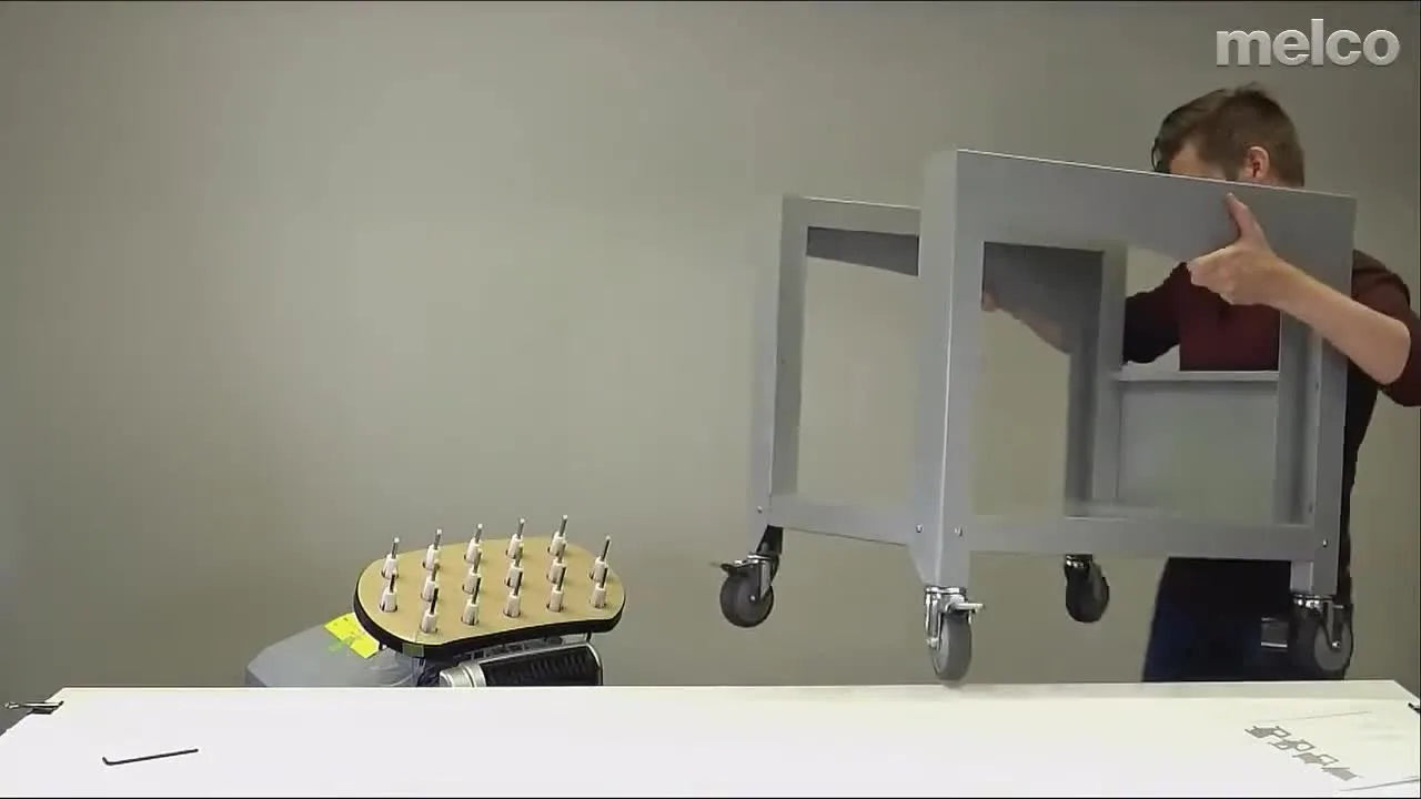 Assemble a Melco Embroidery Machine Cart Without Wobble: Caster Orientation, Screw Alignment, and the “Tighten Last” Rule