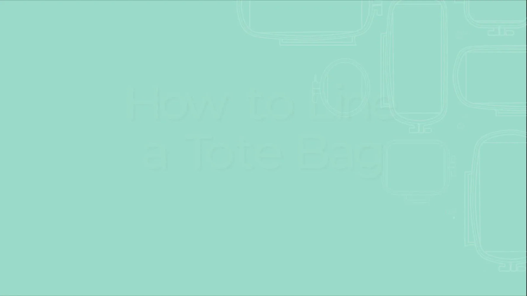 Kimberbell logo and text "How to Line a Tote Bag" on a teal background.