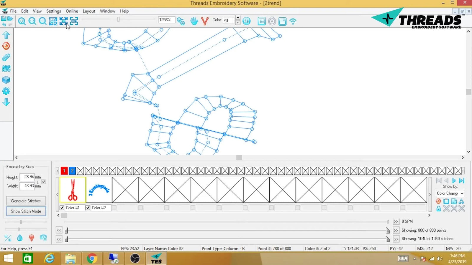 Digitize Clean Embroidery Text in Threads Software: Arc Curves, Column ...