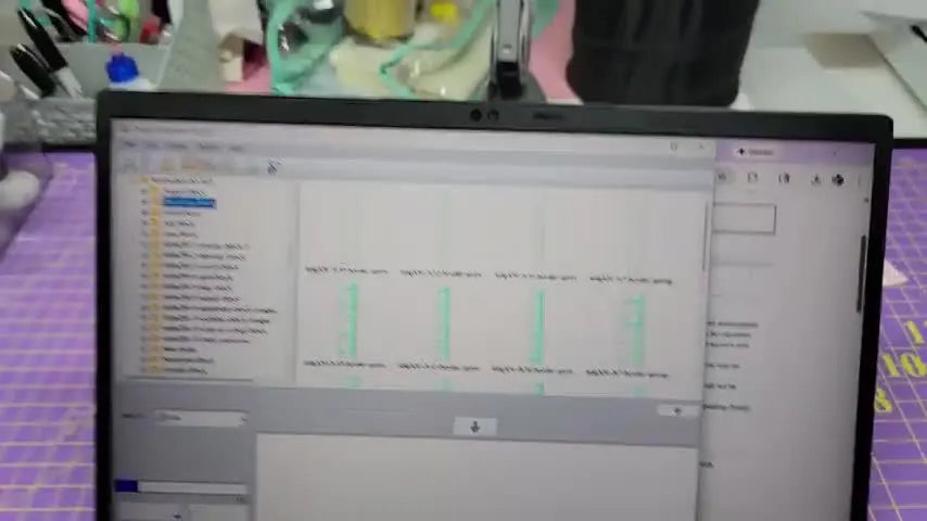 The Design Database Transfer main screen shows folders on the left and embroidery design thumbnails on the right, ready to send over Wi‑Fi.