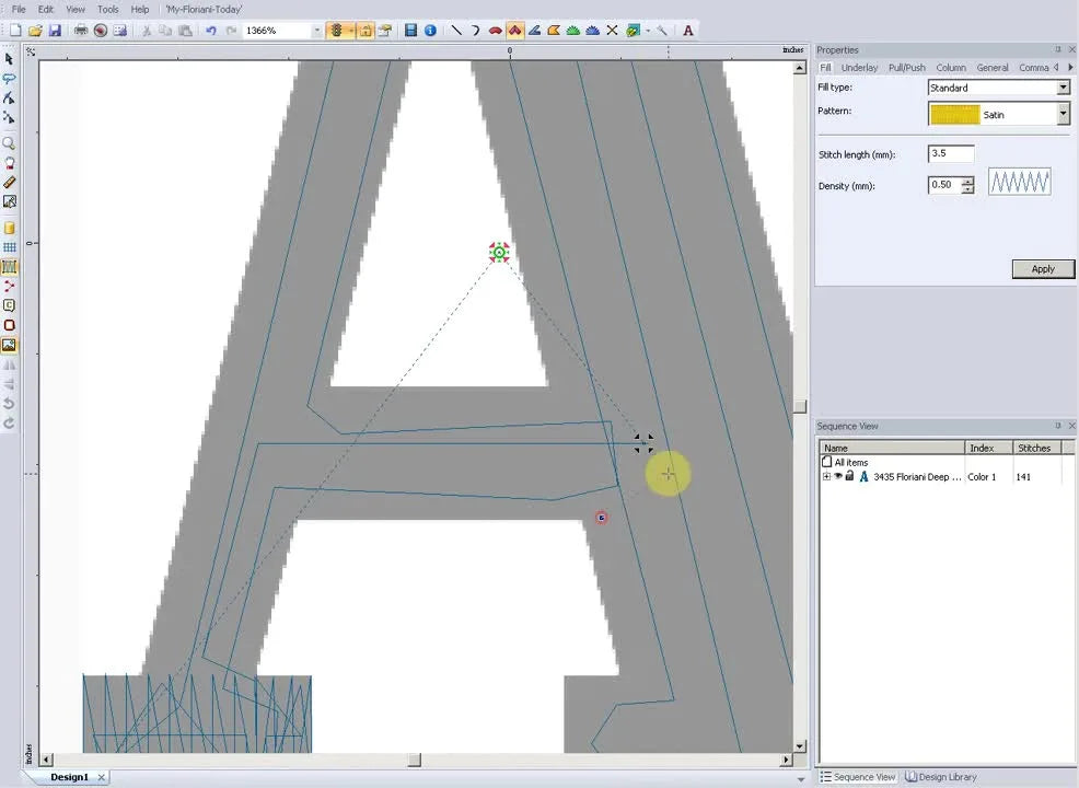 Manual Digitizing a 1-Inch Serif “A” in Floriani: The Overlap-and-Feather Method That Stops Gaps Before They Start