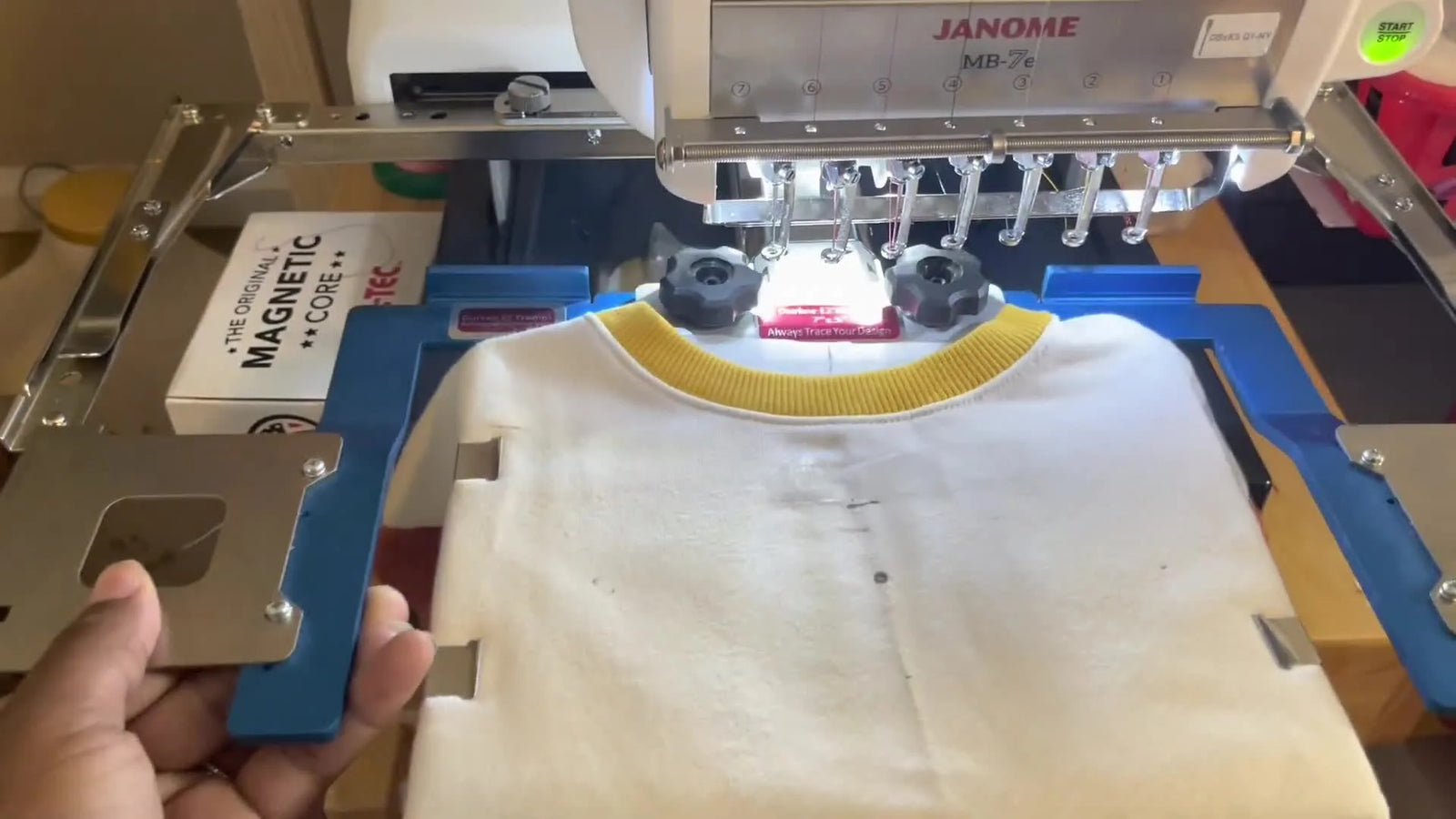 Stop Fighting Sweatshirts: Floating a 2T Garment on Durkee EZ Frames with a Janome MB-7e (Without Sticky Stabilizer)