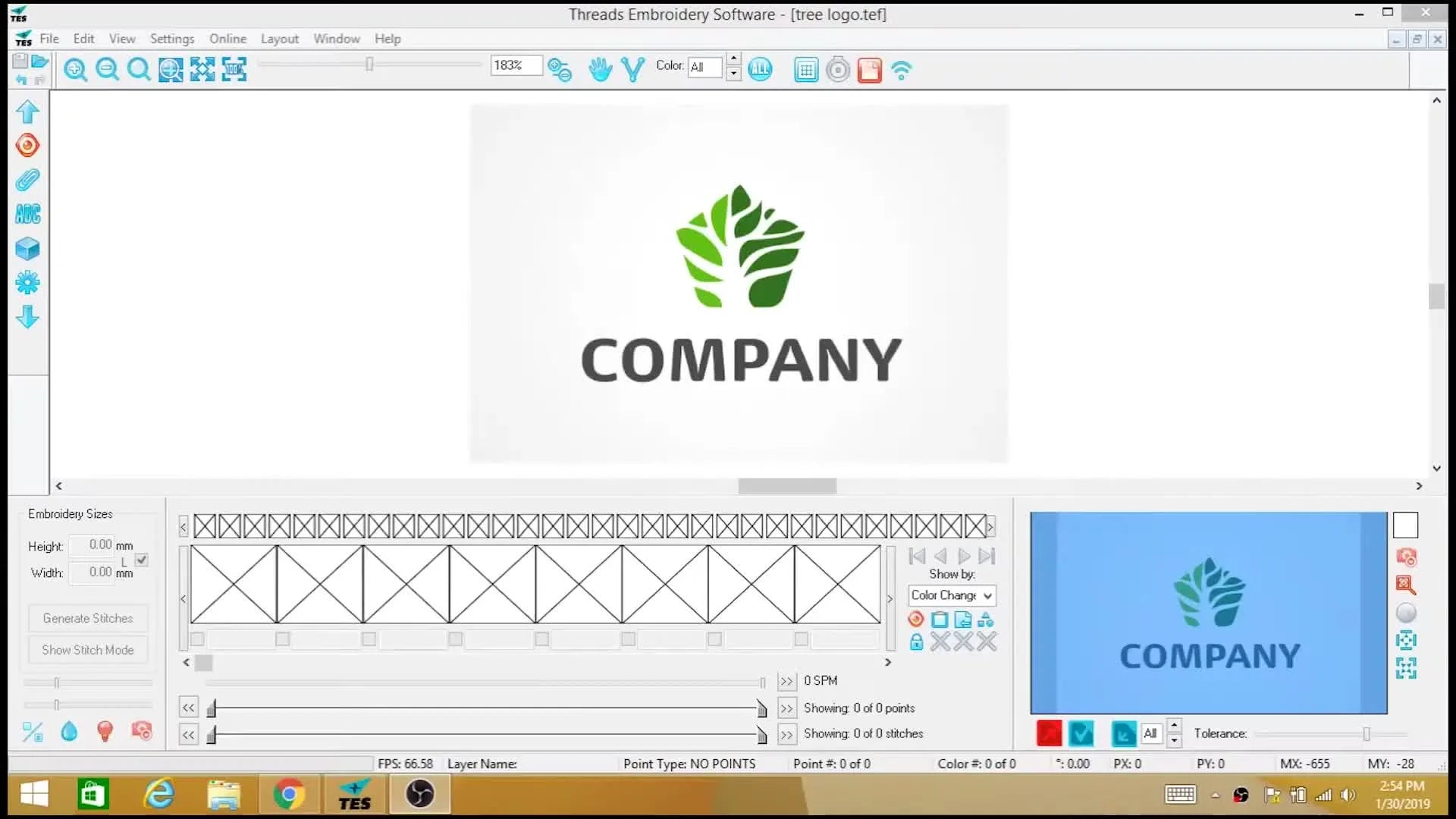 Manual Digitizing a Tree Logo in Threads Embroidery Software: Clean Sa ...
