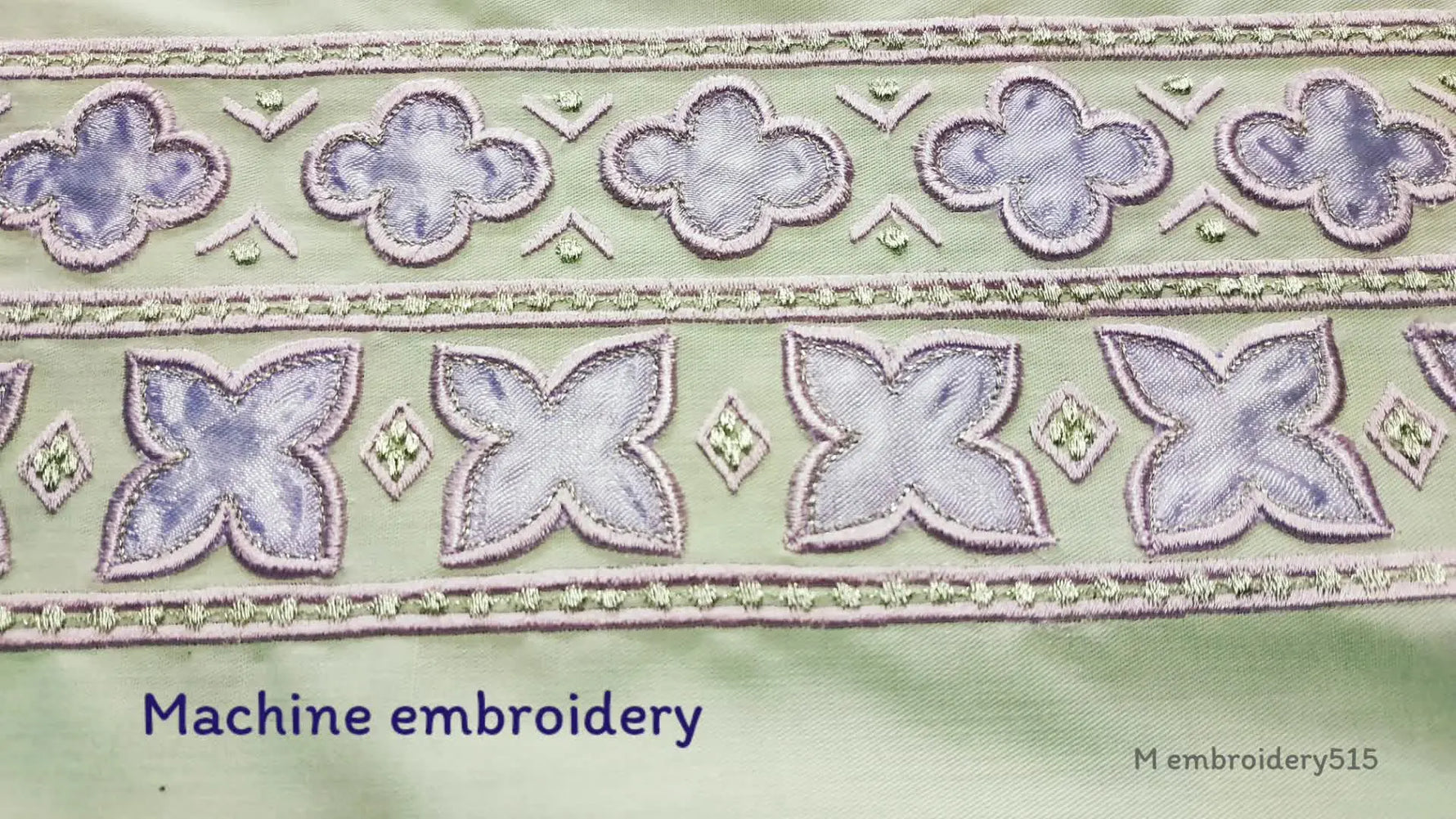 Completed machine embroidery appliqué design.