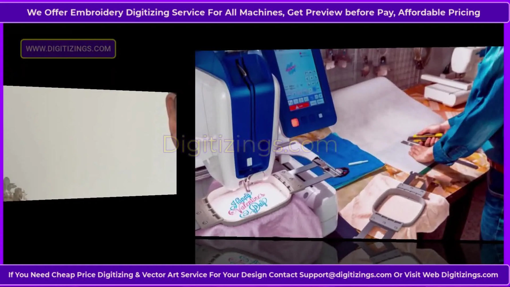A close-up of an embroidery machine screen and hoop being prepared, capturing the moment a small-business workflow begins.
