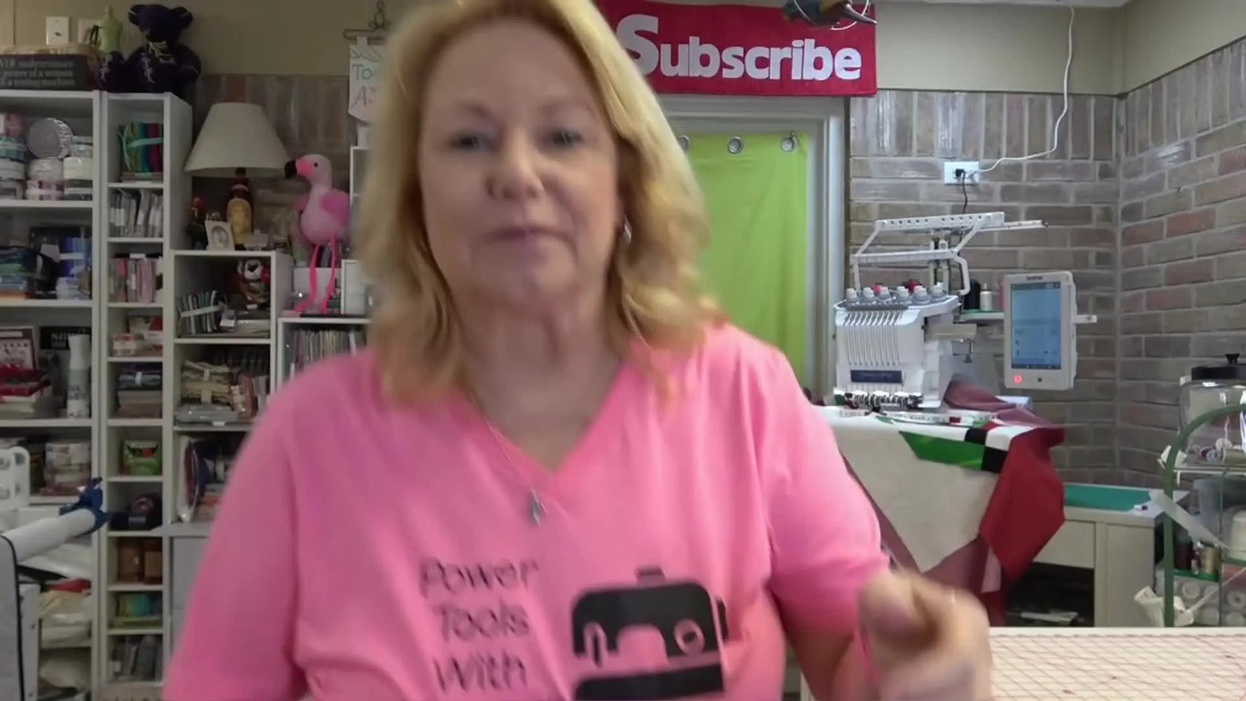 Close-up of the Brother Magnetic Sash Frame holding a quilt sandwich on a Brother PR1055X, ready for camera placement and quilting stitches.