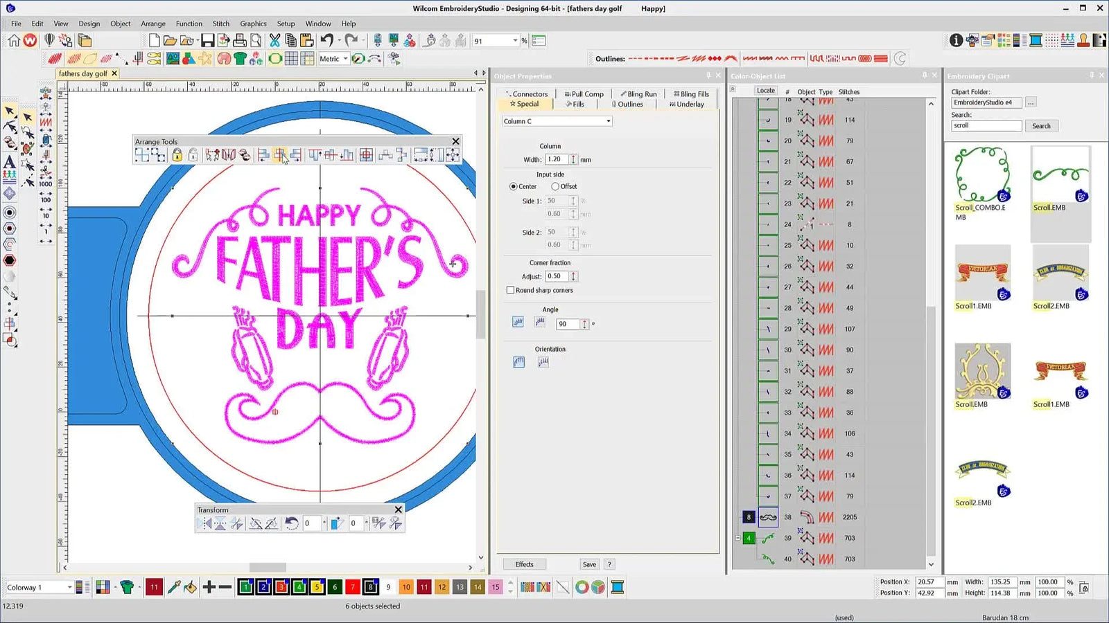 Fast Father’s Day Layout in Wilcom EmbroideryStudio e4: Clean Lettering, Perfect Kerning, and Clipart That Actually Lines Up