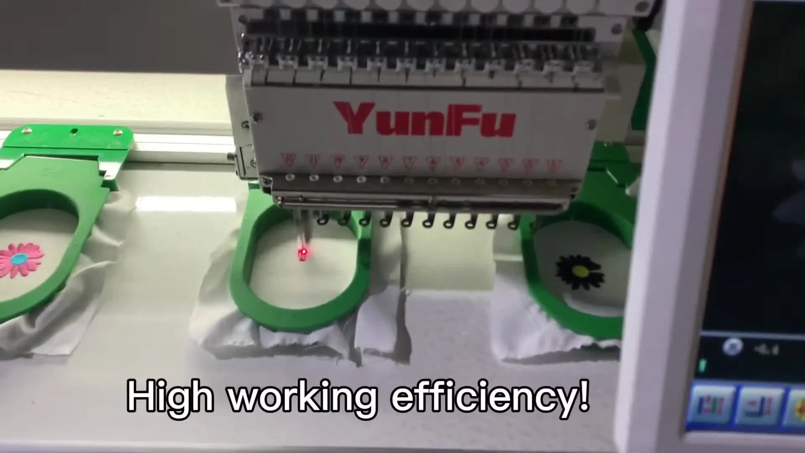 Run a YunFu 6-Head Embroidery Machine on Socks: Dahao A15 USB Import, Border Trace, and a Clean 1000 RPM Production Rhythm