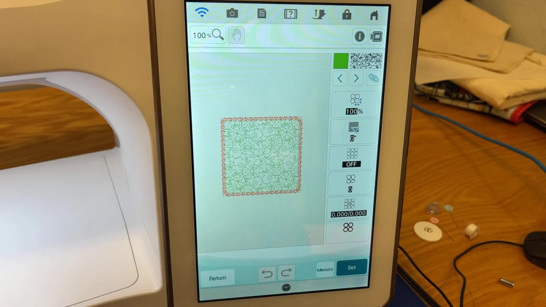 The Solaris preview screen shows an owl fill inside a square with a candy corn motif border rendered around the edge.