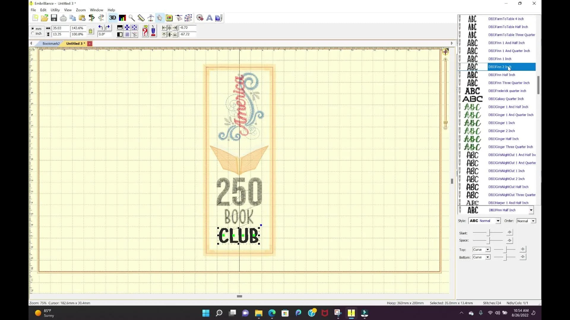 Embrilliance Essentials + Enthusiast: Customize a Bookmark Design With ...