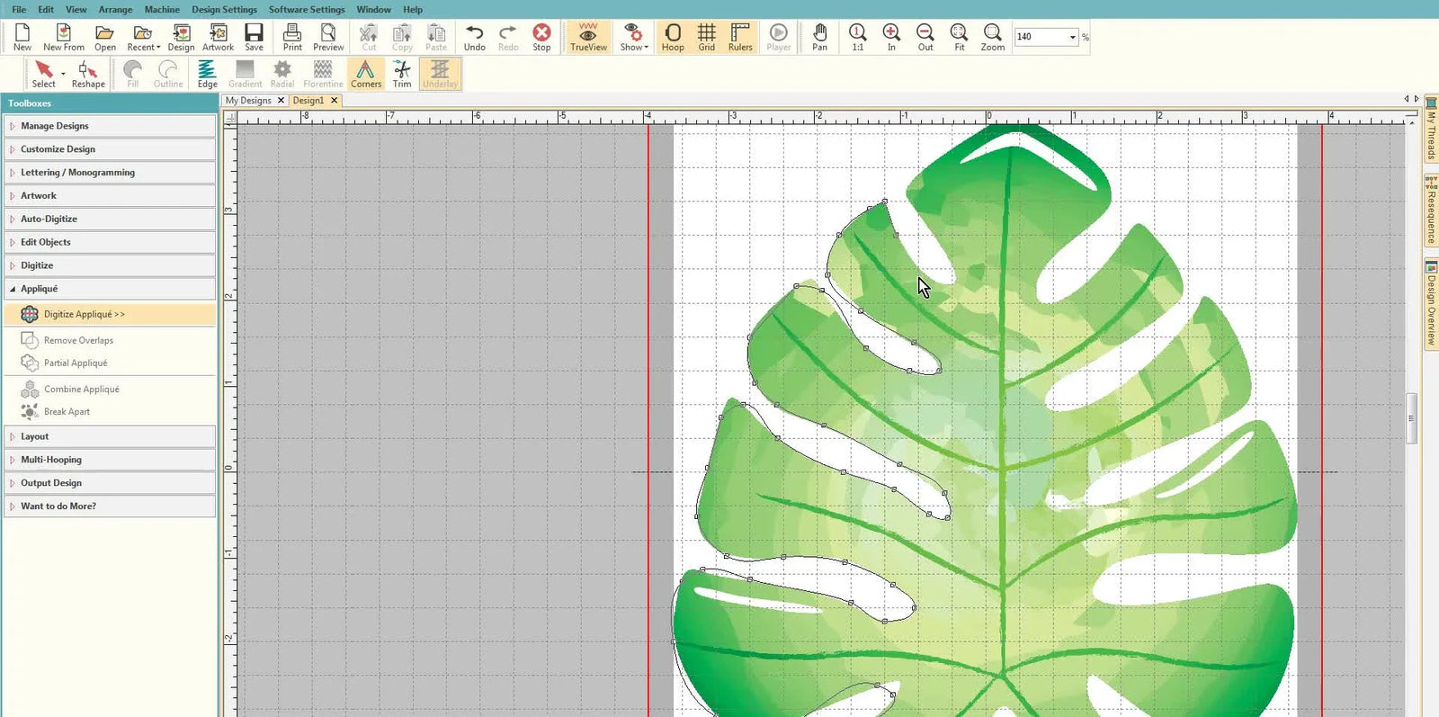Wilcom Hatch Appliqué That Actually Sews Clean: A Tropical Leaf with Trim-in-Place + Ctrl+B Backtracking (No Jump-Stitch Mess)