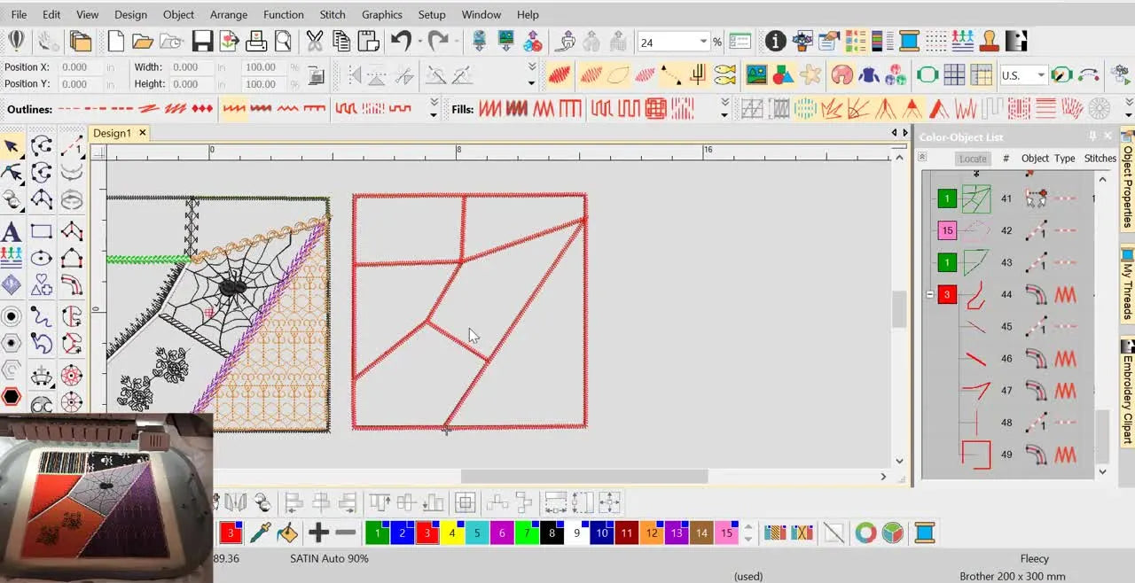 Cleaner Crazy Quilt Appliqué in Wilcom e4: Branching, No-Underlay Borders, and Satin Corners That Actually Behave