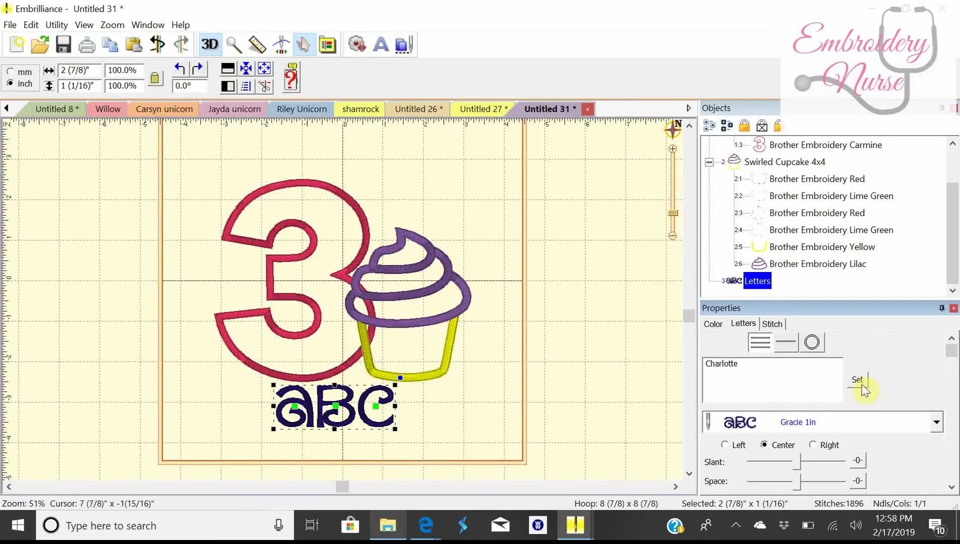 Merge Appliqué + Name in Embrilliance Essentials (Without Bulky Overla ...