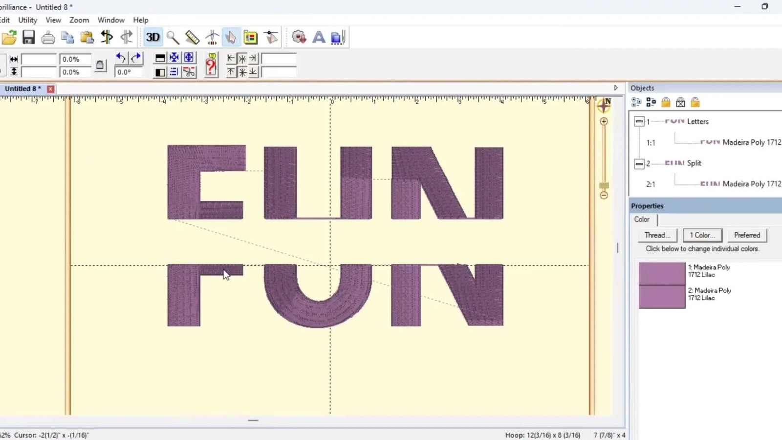 Split Text in Embrilliance Enthusiast, Then Nail 3D Puff on a T-Shirt (Without Bird Nests or Hoop Hits)