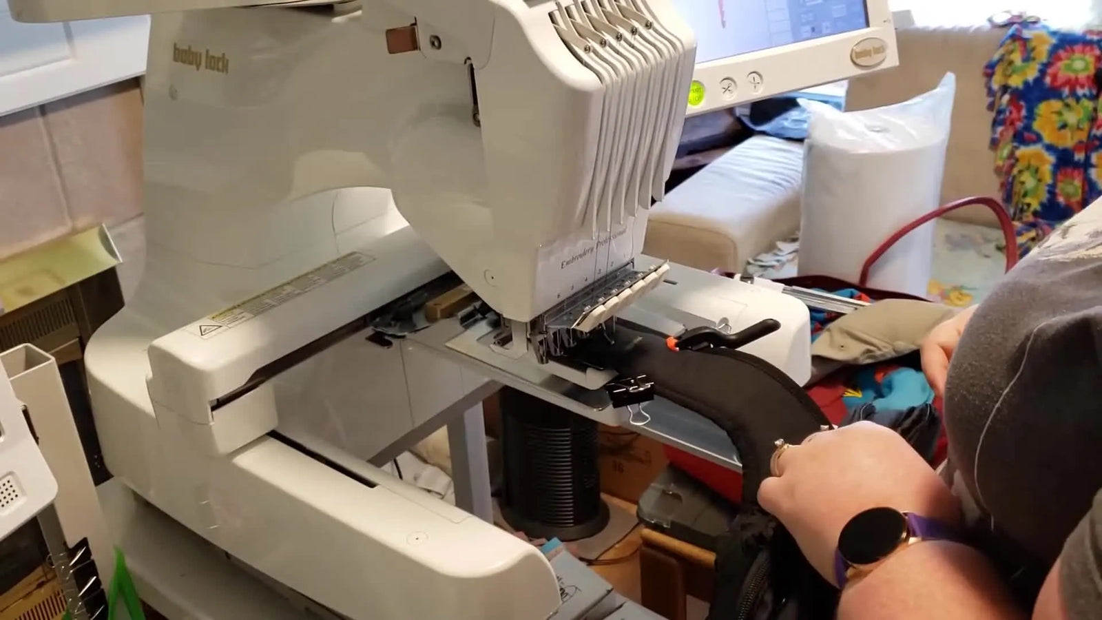 Floating Hoop Embroidery on Foam Backpack Straps: Clamp It, Trace It, Skip the Underlay (and Keep Your Machine Safe)