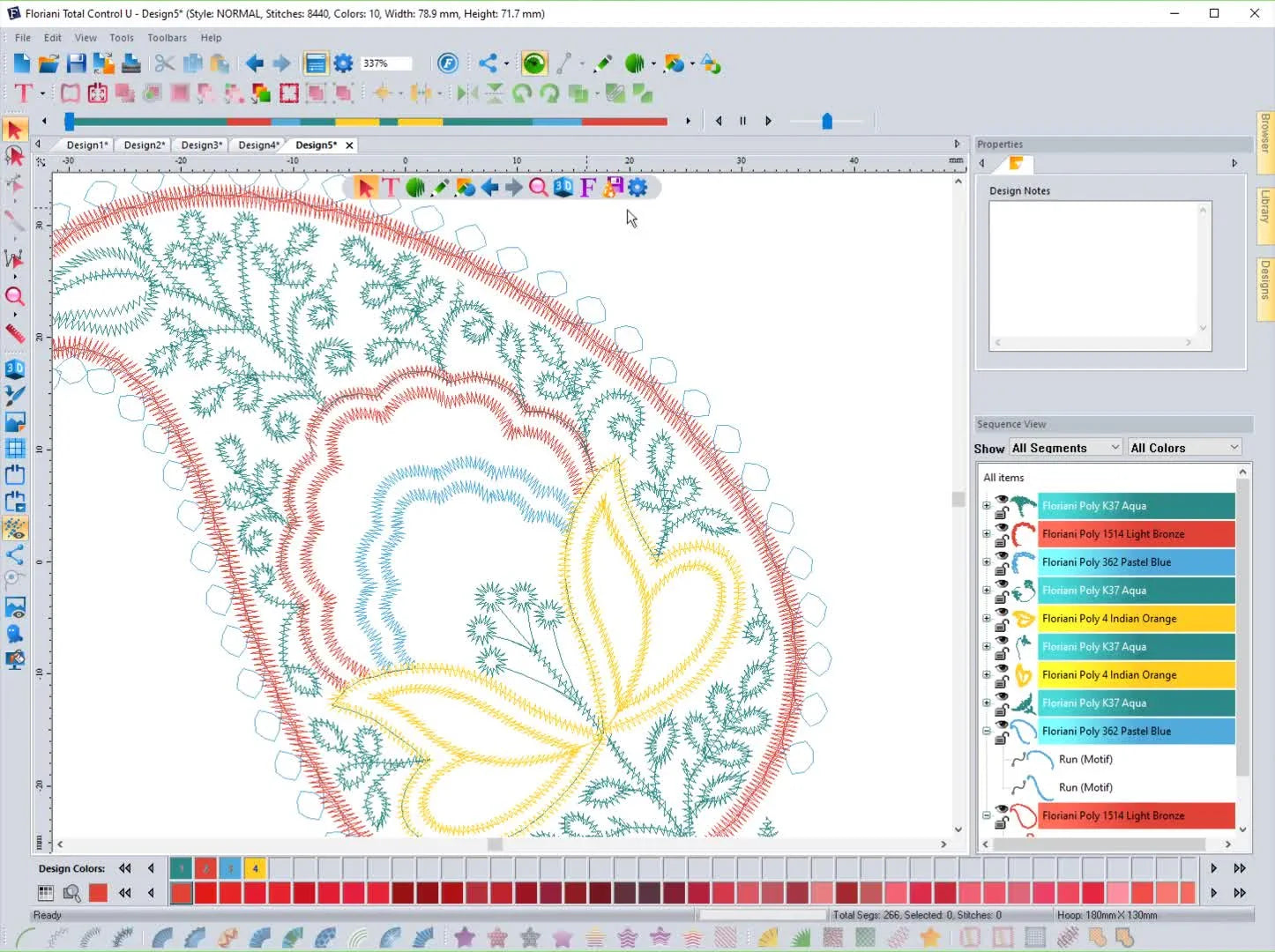 A customized Floriani Total Control U (FTCU) workspace with toolbars repositioned for a cleaner, task-focused digitizing layout.