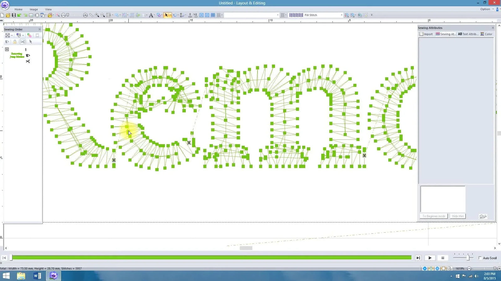 Stop the Trim Madness in Brother PE-Design 10: Clean Lettering by Removing Jump Stitches the “Right” Way