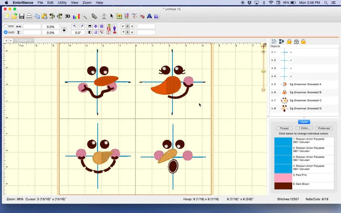 From 19 Thread Stops to 5: Embrilliance Color Sort + Janome 9x9 Hoop Layout for Fast Batch Stitching