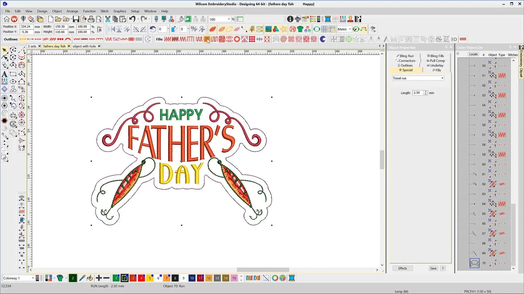 A Wilcom e4 screen capture showing an offset outline converted into a Tatami fill to create a knockdown layer behind text for polar fleece.