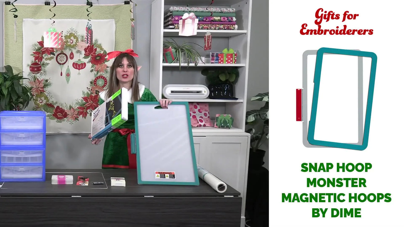 Regali di Natale per chi fa ricamo a macchina che vengono davvero usati: luce, filo, forbici, stabilizzatore e lo Snap Hoop Monster