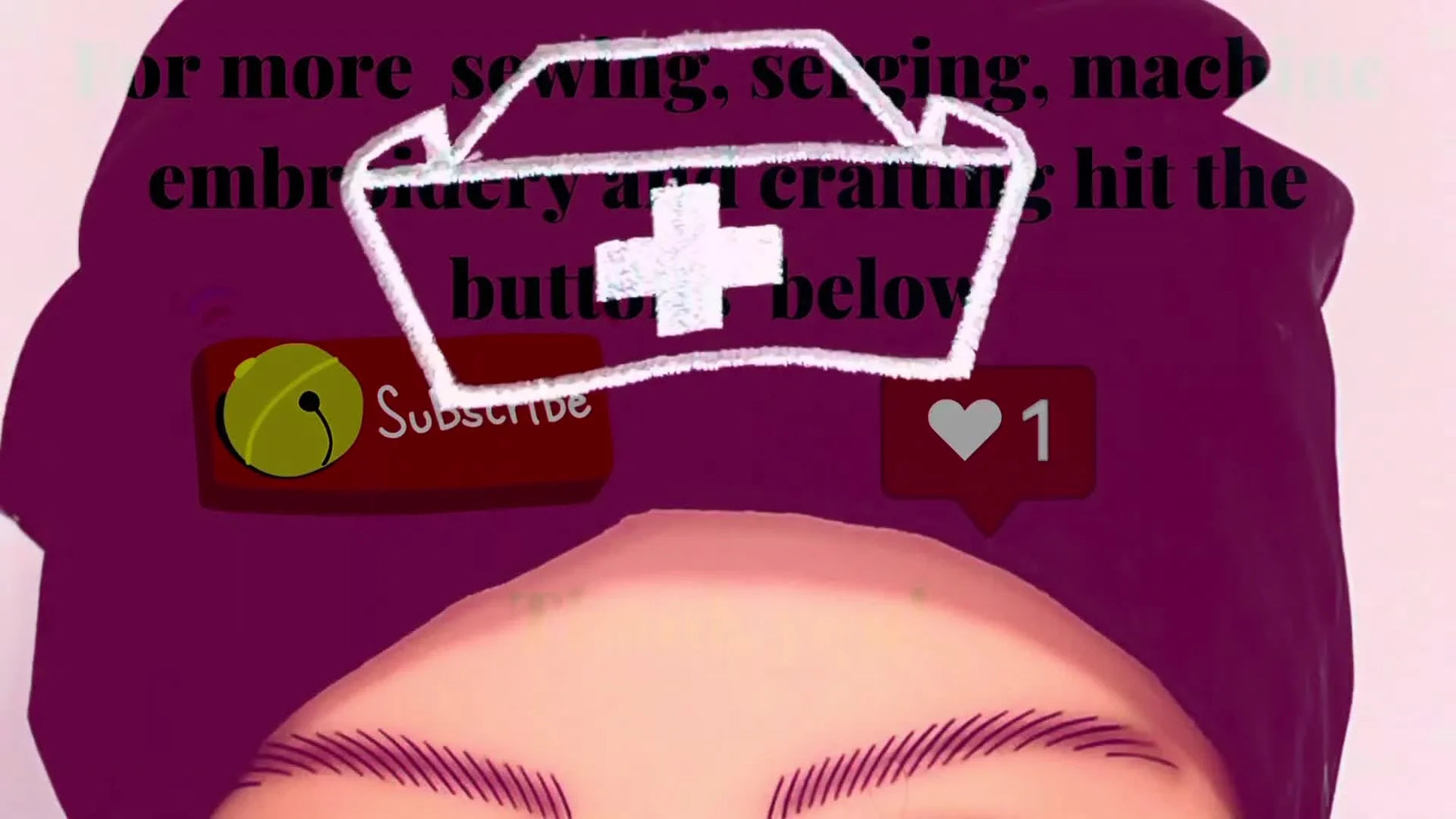 A close-up of a finished black scrub hat on a mannequin head with a crisp white nurse-cap embroidery centered on the front.