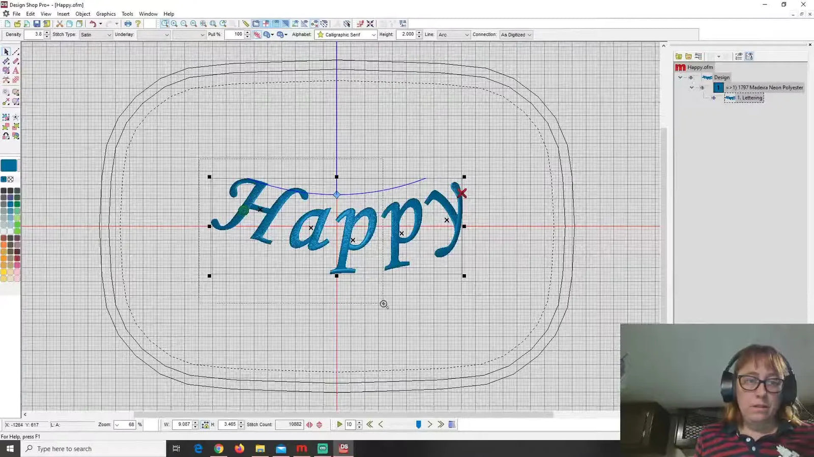 Big Curved Hat Lettering Without Guesswork: Digitize, Split, and Re-Hoop “Happy Days” on a Large Straw Hat (Melco Design Shop)