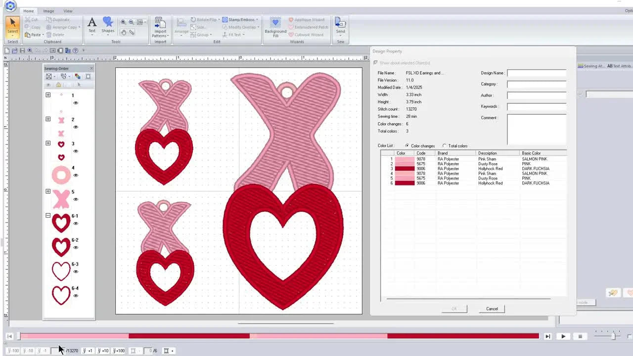 X’s & O’s Valentine Freestanding Lace Earrings in a 4x4 Hoop: File Choices, Stitch Order, and How to Batch Them Without Headaches