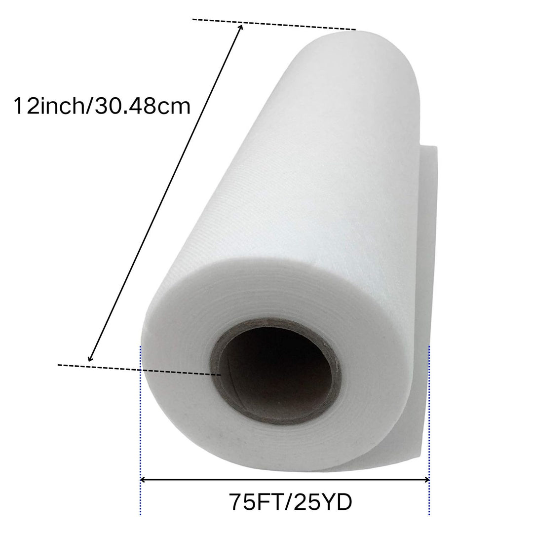 Wash-Away Water Soluble Embroidery Stabilizer | 12" x 25 Yd Roll | 40g | Compatible with Most Hoops